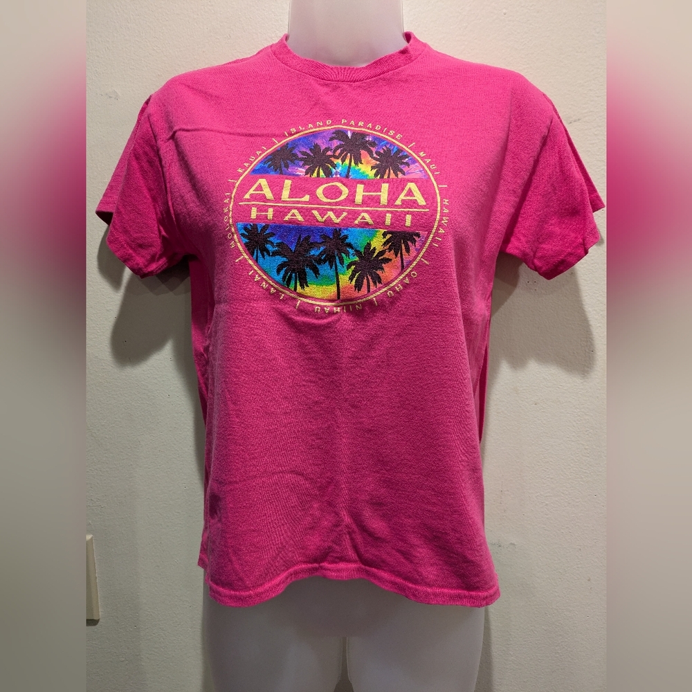 Delta Pro Weight Pink Aloha Hawaii Graphic T-Shirt Size Large